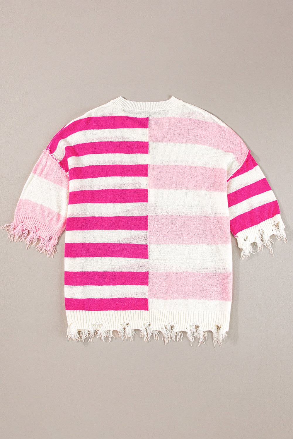 Striped Round Neck Half Sleeve Knit Top