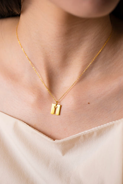 Cutout Rectangle Pendant Necklace