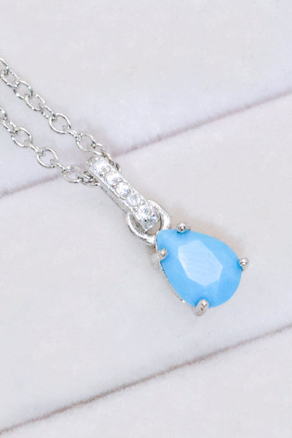 Teardrop Turquoise 4-Prong Pendant Necklace