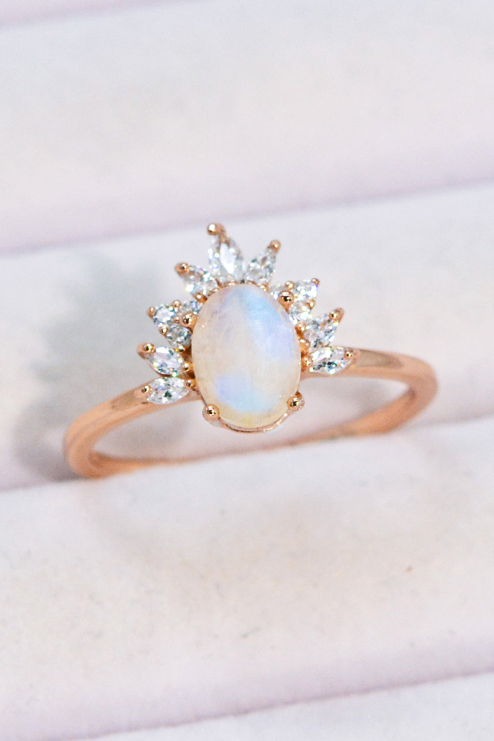 18K Rose Gold-Plated Natural Moonstone Ring