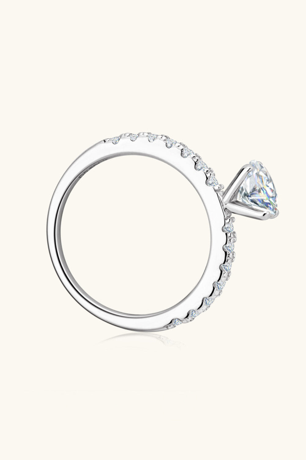 Moissanite Platinum-Plated Side Stone Ring