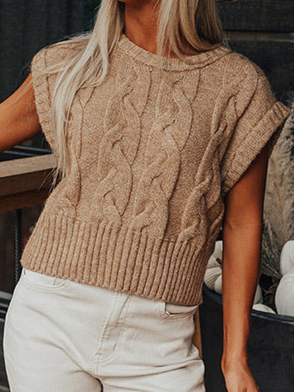 Cable-Knit Round Neck Sweater