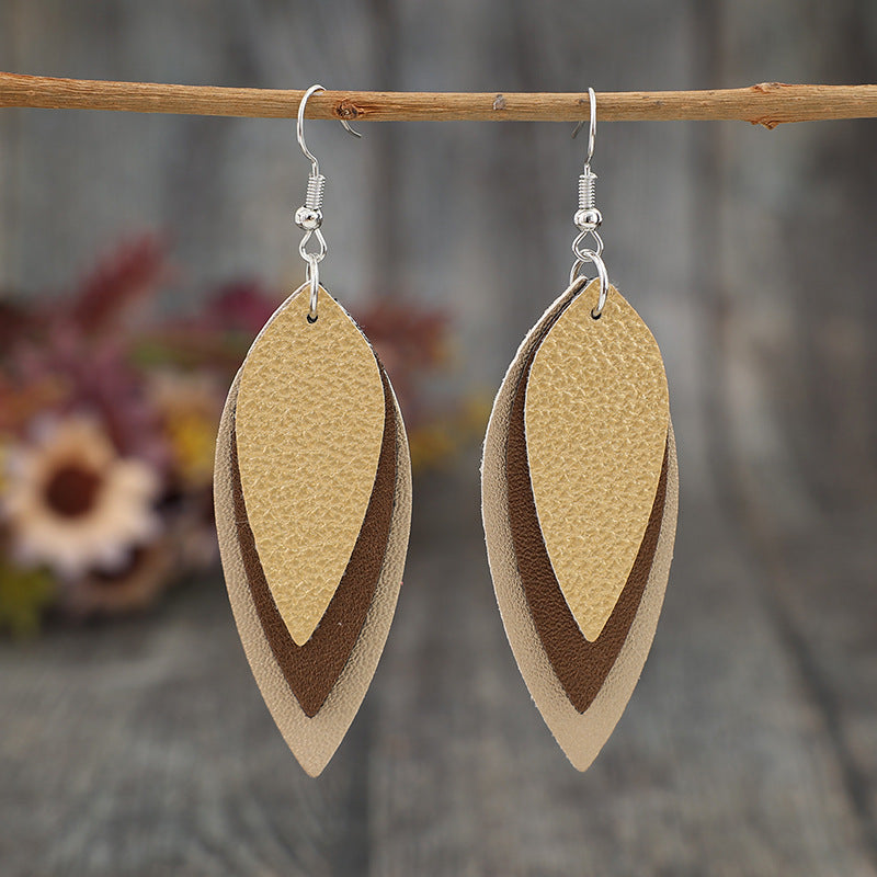 PU Leather Leaf Shape Earrings