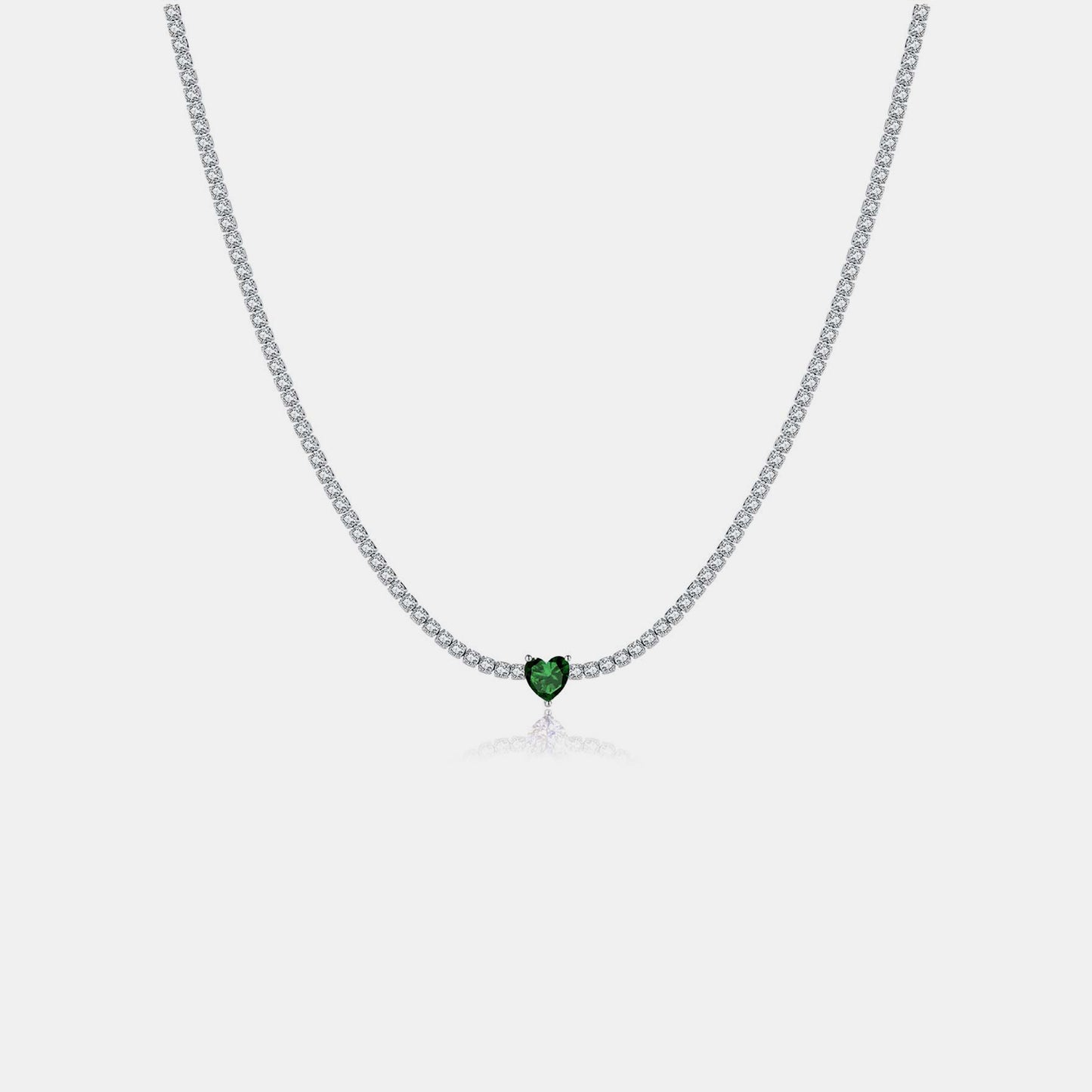 Inlaid Zircon Heart 925 Sterling Silver Necklace