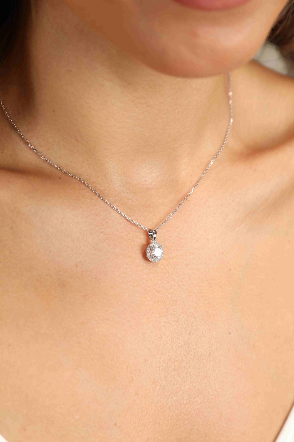 Adored Chance to Charm 1 Carat Moissanite Round Pendant Chain Necklace