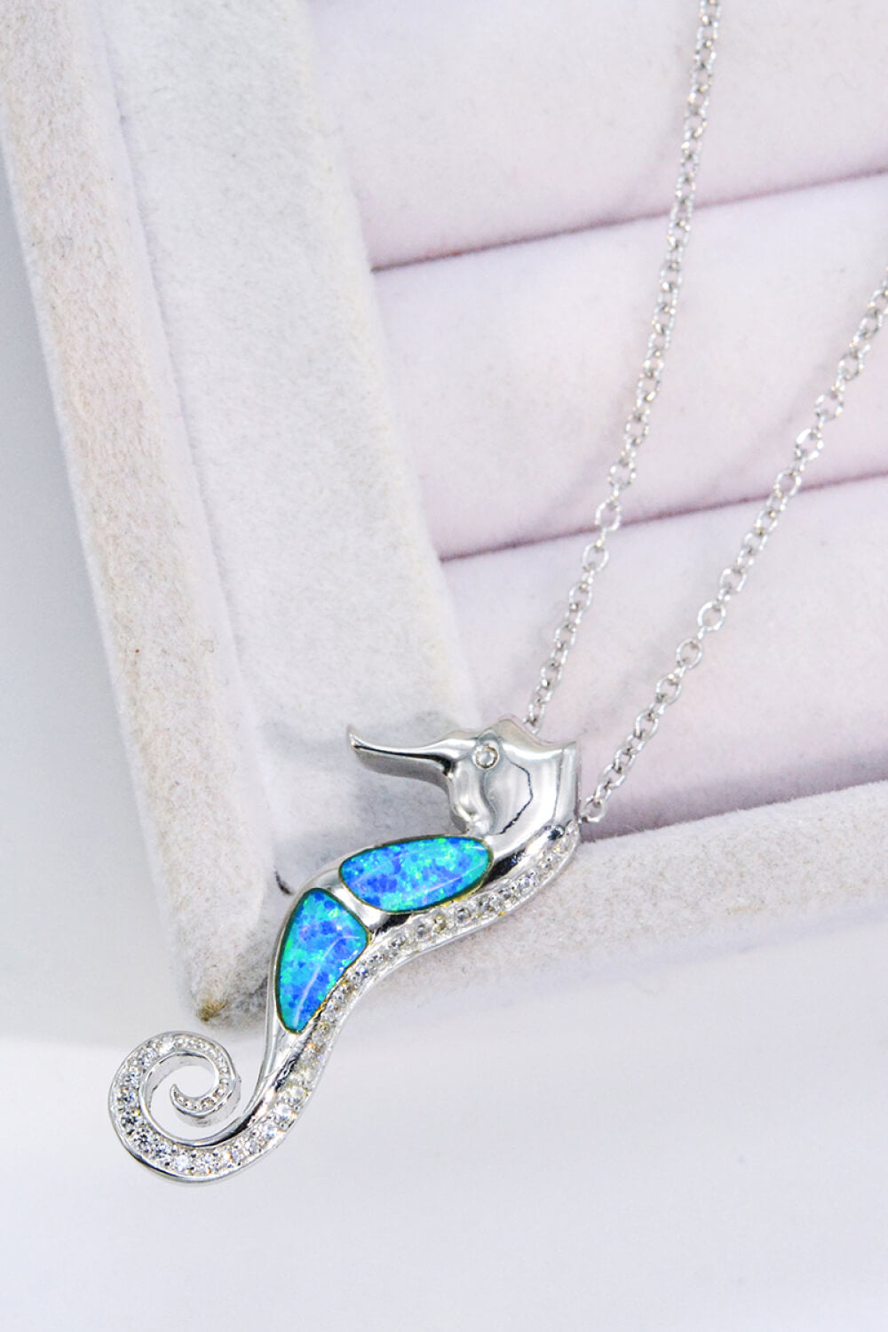 Opal Seahorse 925 Sterling Silver Necklace