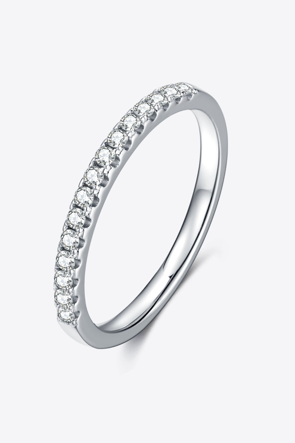 Moissanite Platinum-Plated Half-Eternity Ring