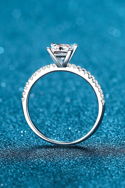 Rhodium-Plated 2 Carat Moissanite Four-Prong Ring