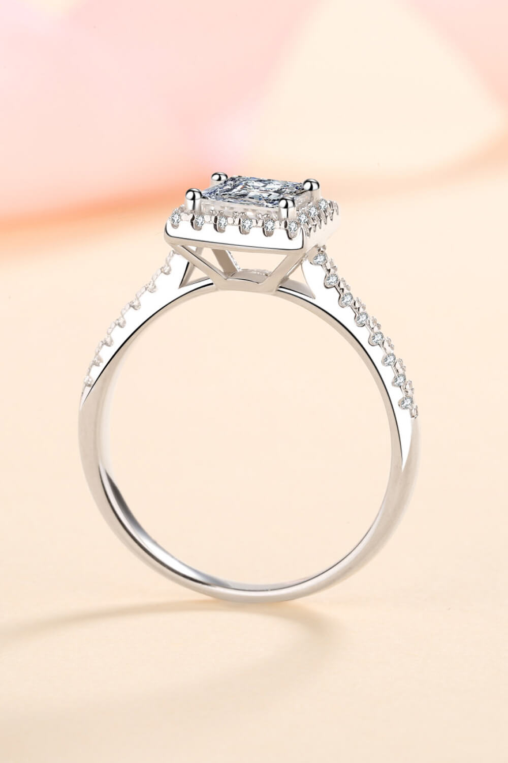 Sterling Silver Square Moissanite Ring