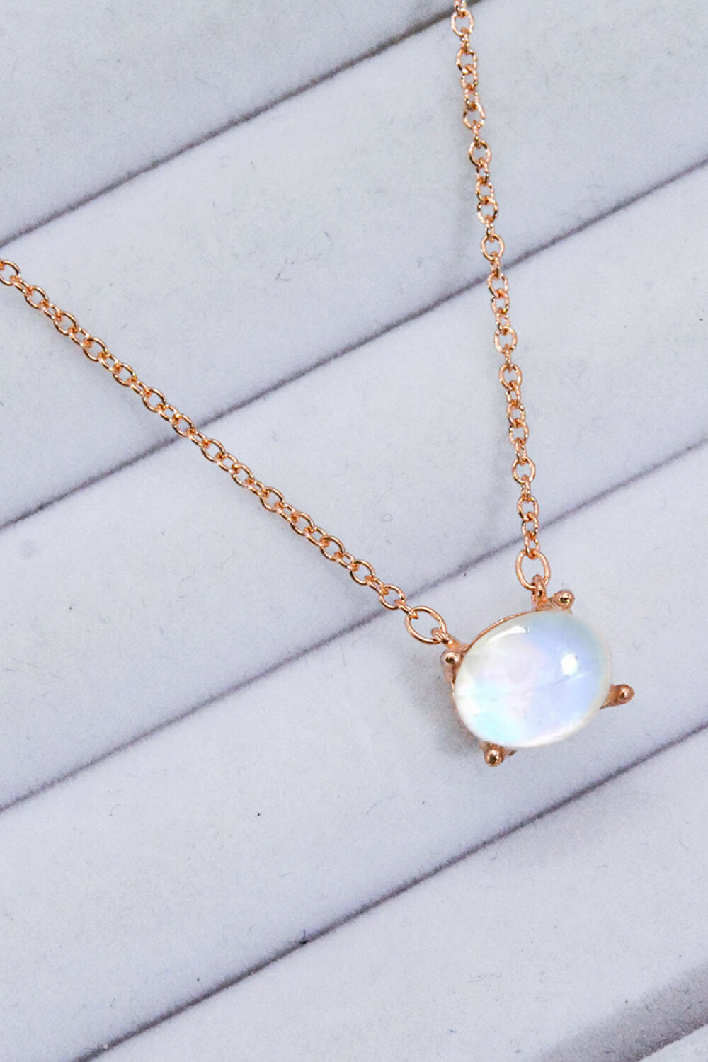 Geometric Moonstone Pendant Necklace