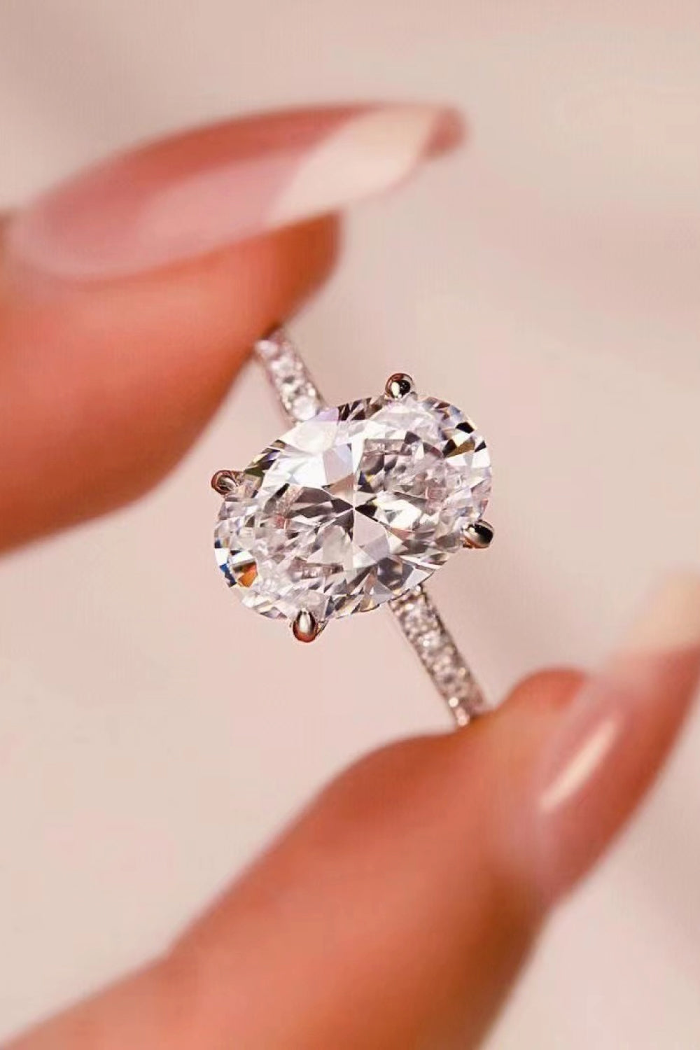 Platinum-Plated Side Stone 2 Carat Moissanite Ring