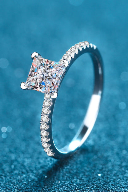 Rhodium-Plated 2 Carat Moissanite Four-Prong Ring