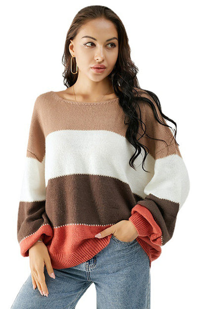 Color Block Dropped Shoulder Sweater