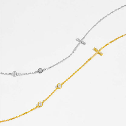 Zircon 925 Sterling Silver Cross Necklace