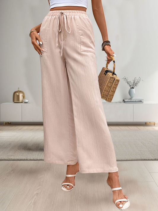 Tied Wide Leg Pants with Pockets