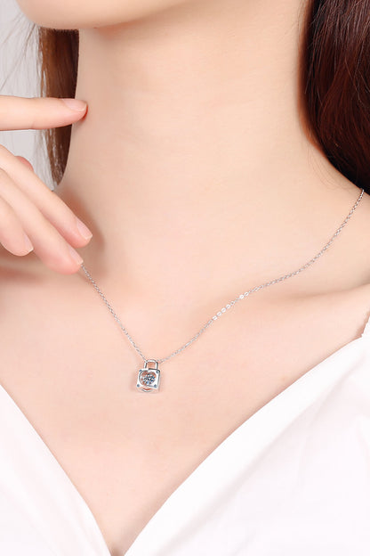 Adored Moissanite Lock Pendant Necklace